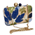 Bolsa Clutch Festa Bordada Floral Palha Azul