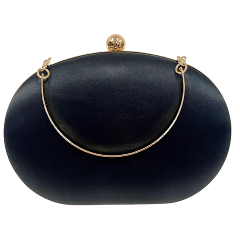 Bolsa Clutch Festa acetinada Oval Preta - comprar online