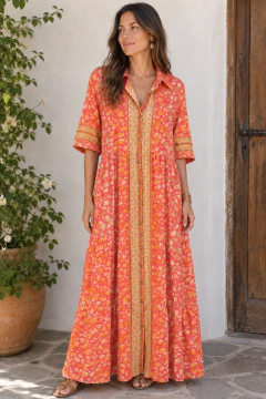 Vestido camisero largo ( seda)