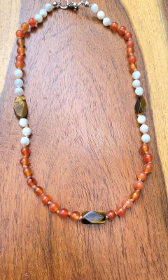 Ágata cornalina, ojo de tigre y nacar - comprar online