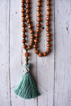 Madera y cuentas de bronce ( largo ) - comprar online