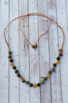 Collar Ámbar y Ágata Musgo