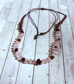 Collar Ámbar y Cuarzo Rosa - comprar online