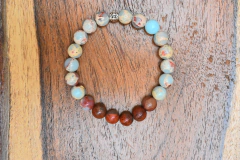 Larimar y jaspe rojo (8mm)