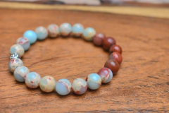 Larimar y jaspe rojo (8mm) - comprar online