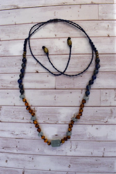 Collar ámbar, ónix cielo y lapislázuli