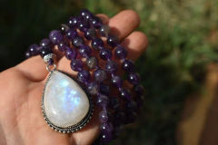 Amatista y piedra de la luna ( 8mm) - comprar online