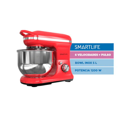 Batidora Planetaria Smartlife Sl-sm030b 1200w Roja 6velc.