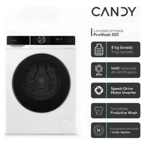 Lavasecarropas Inverter Candy GWD485SB8C-12 8/5kg 1400rpm Blanco