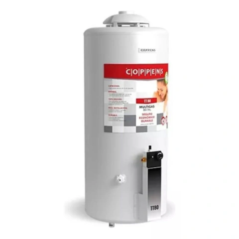 Termotanque Coppens a Gas TTQ80CO 80 L Conexión Superior Apoyar Colgar