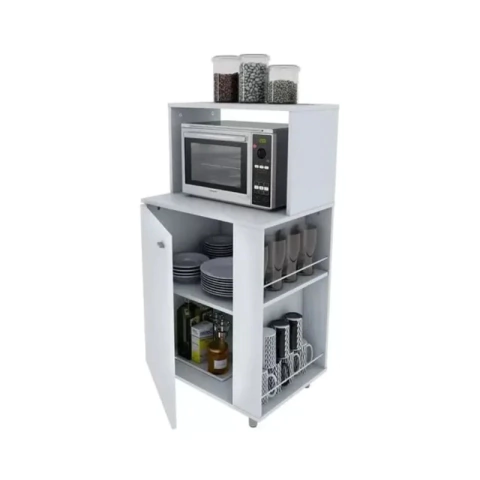 Mueble Microondas Vajillero Organizador Centro Estant Kp60bl Blanco