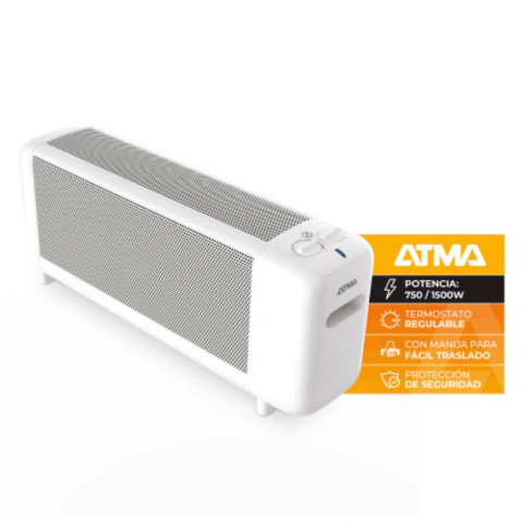 Convector De Mica Atma 1500w Termostato Regulable Camk1524p Blanco