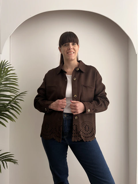 Camisaco de Gamuza Calado Rosa