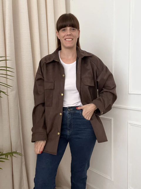 Camisaco de Gamuza Chocolate Oscuro