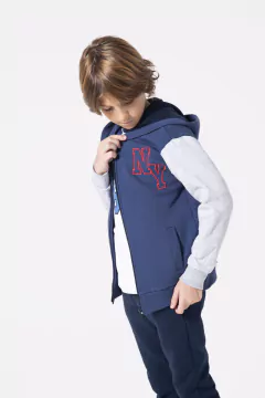 Campera Universitaria - Azul/Gris - TIENDA MISSION