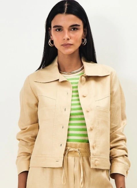 JAQUETA LINHO TWILL COM RECORTES - comprar online