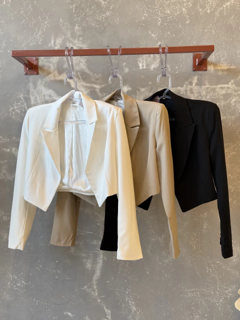 BLAZER FORRADO CROPPED S/ FECHAMENTO BOTOES MANGA