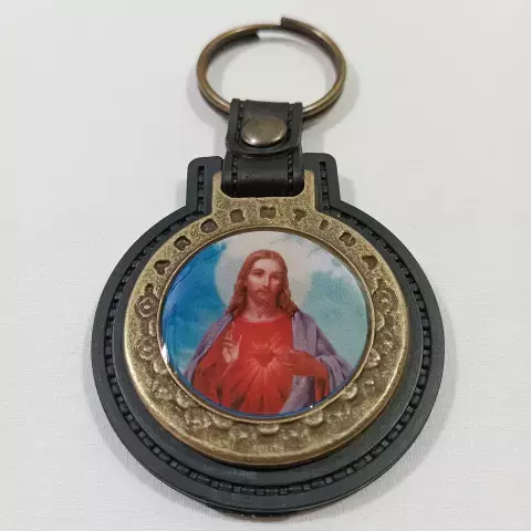 LLAVERO CUERO ARGENTINA SAGRADO CORAZON DE JESUS