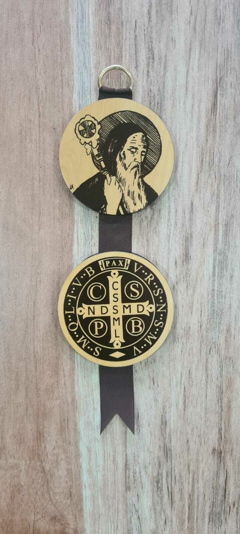 MEDALLA DOBLE SAN BENITO GRANDE MADERA