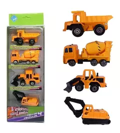 PACK X4 VEHICULOS DE CONSTRUCCION ESCALA 1:64