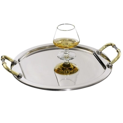 Bandeja Redonda New de Acero Inoxidable con Asas "Monaco" - comprar online
