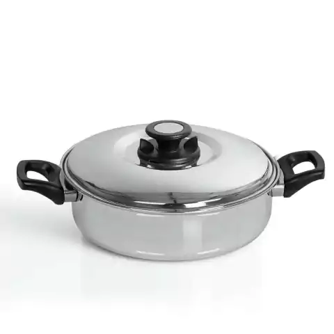 Cacerola Sarten 24 x 7 cm de Acero Inoxidable 1 MM espesor