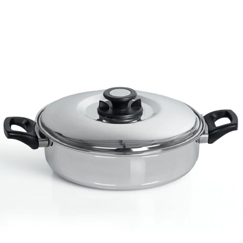 Cacerola Bifera 28 x 7 cm de Acero Inoxidable 1MM espesor