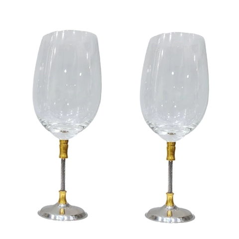 Set 2 Copas de Vino Acero Bronce y Cristal " Monaco Cristal"
