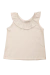 Remera Frutilla de algodón off white sin mangas con volado en el escote. 