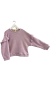 Sweater Encanto de lanita lila, con volados y detalle de puntilla. 