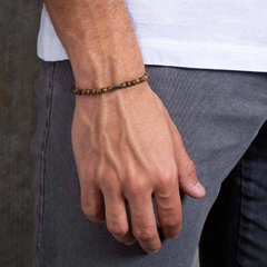 PULSEIRA KEY - ZENG DE PEDRA NATURAL OLHO DE TIGRE MARROM - comprar online
