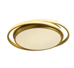 PLAFON TROIA REDONDO COM AROS EXTERNOS 52CM X 46CM X 9CM 64W CHAMPAGNE USINA IMPORTS UI20045/46 CP-M