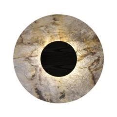 ARANDELA LED STONE FOX EM MADEIRA E LAMINA NATURAL DE PEDRA 45CM 12W 3000K FOX