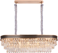 PENDENTE 97×31×33CM E14×13 METAL DOURADO E PRETO+CRISTAL TRANSPARENTE SINDORA DCD00230