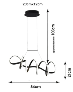 PENDENTE ZIG PRETO (C)84CM (L)22CM (A)21CM 1X35W 3000K 1800LM - BELLA TP003B - Martan Lustres