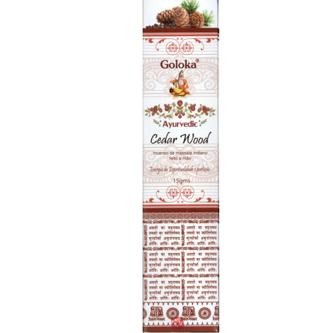 Incenso CEDAR WOOD Ayurvedic Goloka - Energia de Proteção