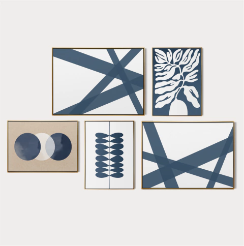 Kit de 5 quadros, Modern blue