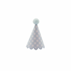 MINI CHAPEUZINHOS VICHY XADREZ AZUL CLARO (10 UNID)