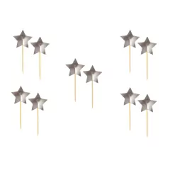 TOPPERS DE DOCES/CUPCAKES ESTRELAS PRATA