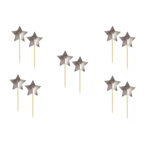 TOPPERS DE DOCES/CUPCAKES ESTRELAS PRATA