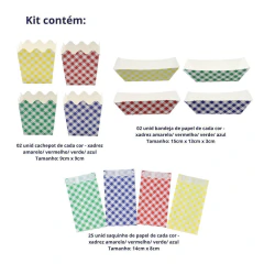 Kit Mesa CachepoT/ Bandejas e Saco de Pipoca em papel Festa Junina (20 PEÇAS) - comprar online