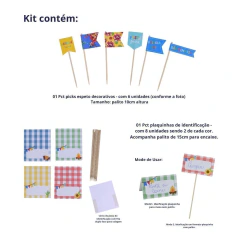 Kit Decoração Festa Junina -6 Picks Espetos + 8 Plaquinhas de Identificação de Comidas - comprar online