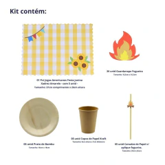 Kit Mesa Posta Festa Junina Descartável Xadrez Amarelo - comprar online
