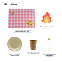 Kit Mesa Posta Festa Junina Descartável Xadrez Vermelho - comprar online