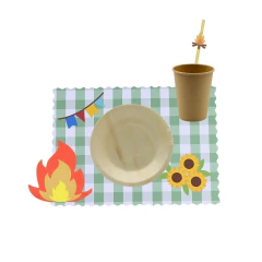 Kit Mesa Posta Festa Junina Descartável Xadrez Verde