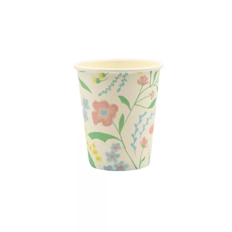 COPO PAPEL FLORAL LAÇOS (8 UNID)