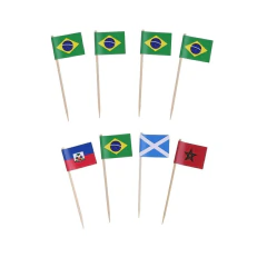 Kit Picks Espetos Decorativos para Petiscos Copa 2026 - 8 Unidades
