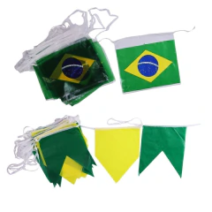 Kit Varal de Bandeirinhas do Brasil Copa 2026 - 10m Plástico + 10m Papel de Seda