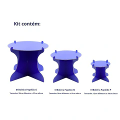Kit Boleiras Desmontáveis de Papelão - Trio P, M e G Azul Marinho - comprar online