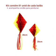 Enfeite Balão Junino Colméia Amarelo e Vermelho (02 PEÇAS) - comprar online